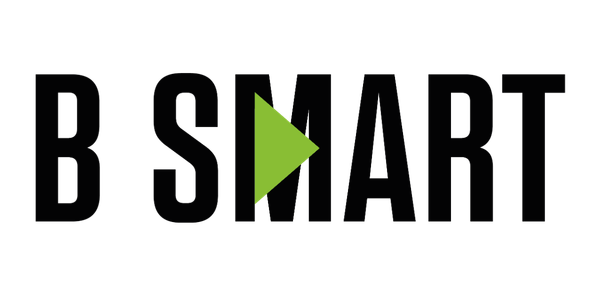 logo B Smart noir avec un triangle vert sur fond blanc