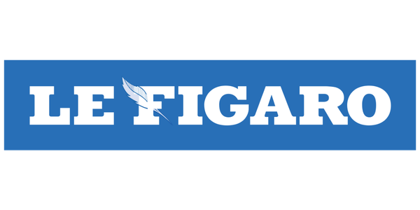 logo du journal Le Figaro blanc sur un rectangle bleu