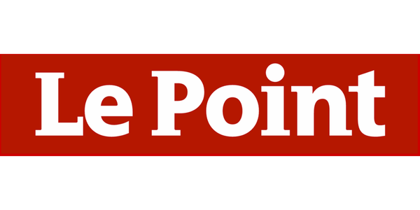 logo du magazine Le Point en lettres blanches sur fond rouge